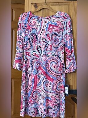 Tommy Hilfiger NWT Paisley Shift Dress Size 6 Bell Sleeve